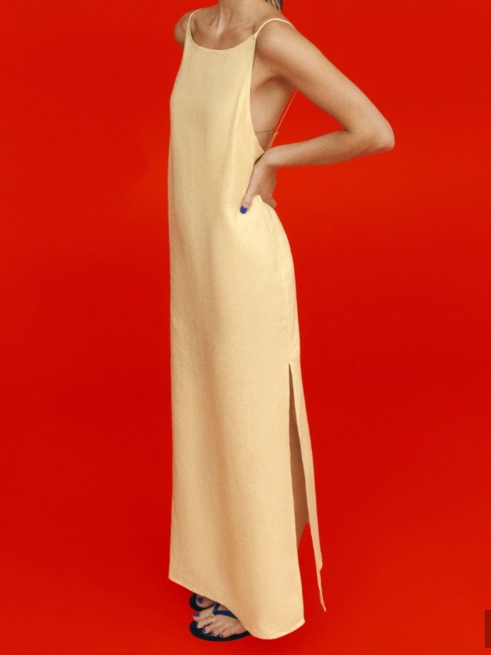 Reformation Selena Linen Maxi Dress in Ray of Light